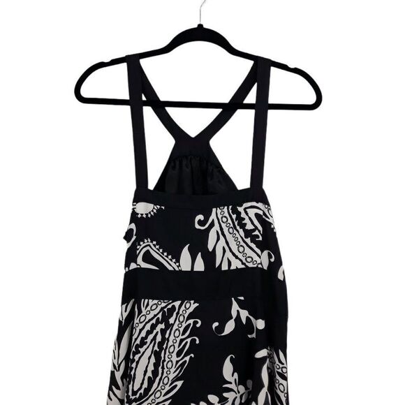 WHBM Strappy Halter Fit & Flare Paisley Print Party Dress Black White Sz M - Picture 8 of 9